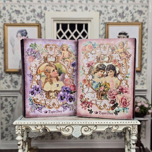 Vintage Artisan Miniature Victorian Altered Art Books, Cards & Bookmarks 1:6