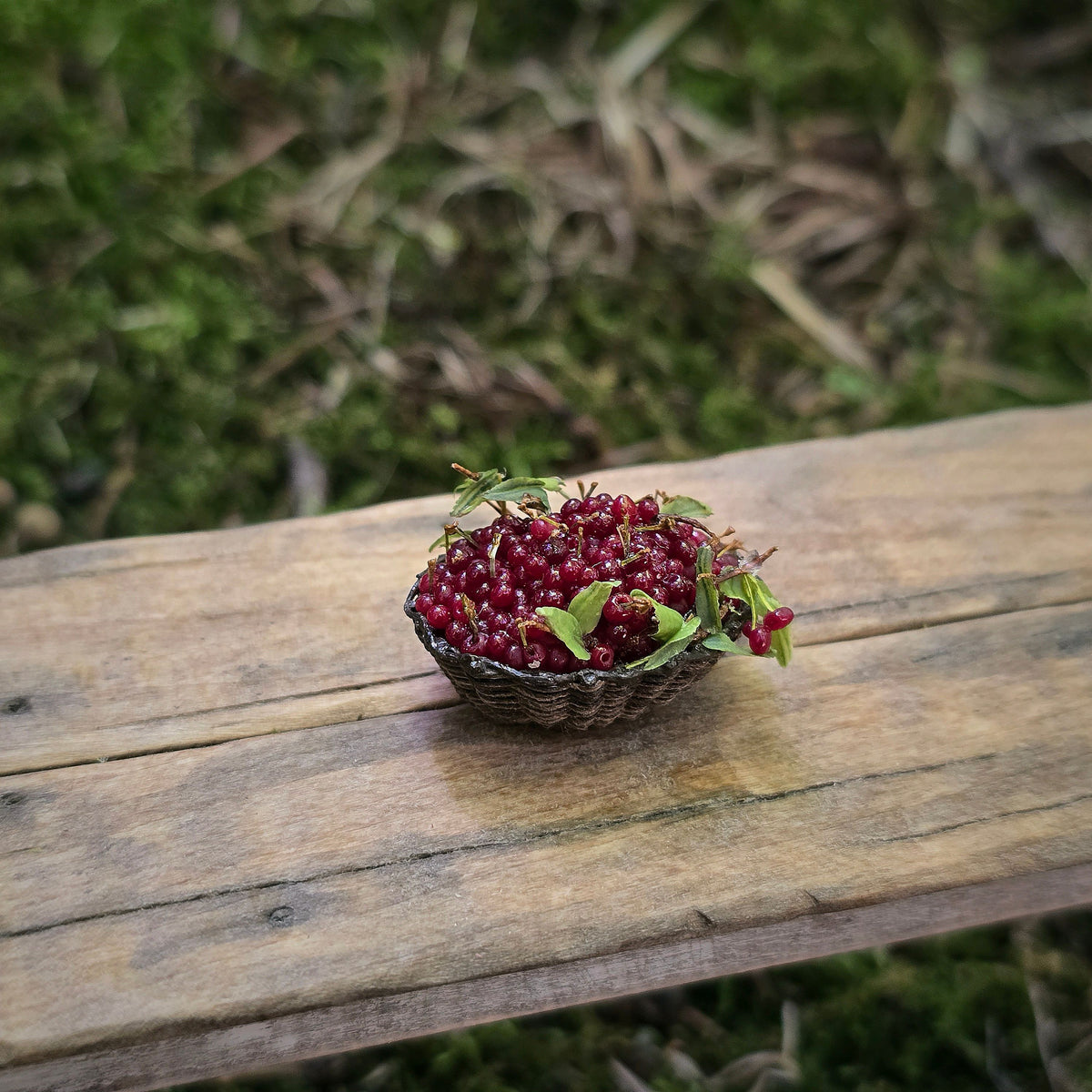 Gosia Suchodolska IGMA Artisan Miniature Rustic Wild Cherry Basket Exclusive