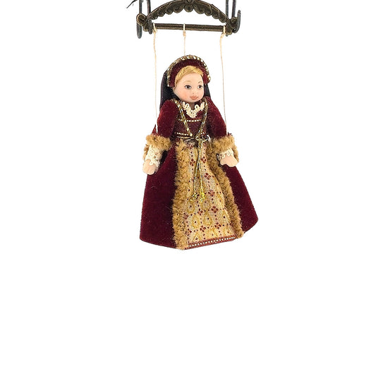 Debbie Dixon-Paver Blonde Tudor Lady Marionette Burgundy Velvet Gown 1:12