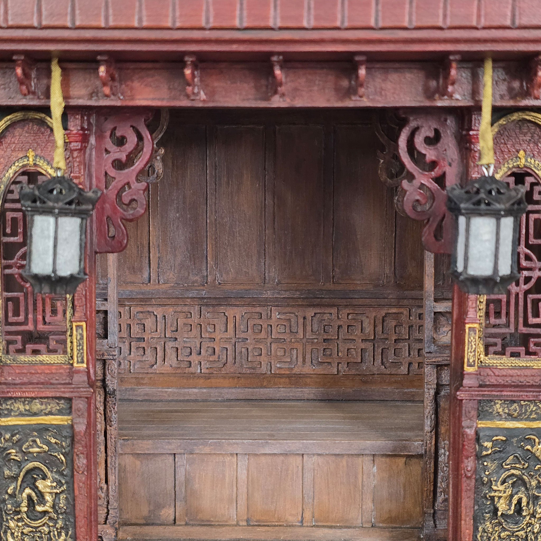 Rare Enclosed Chinese Opium Wedding Bed Marriage Alcove Bed with Lanterns by June Clinkscales 2019