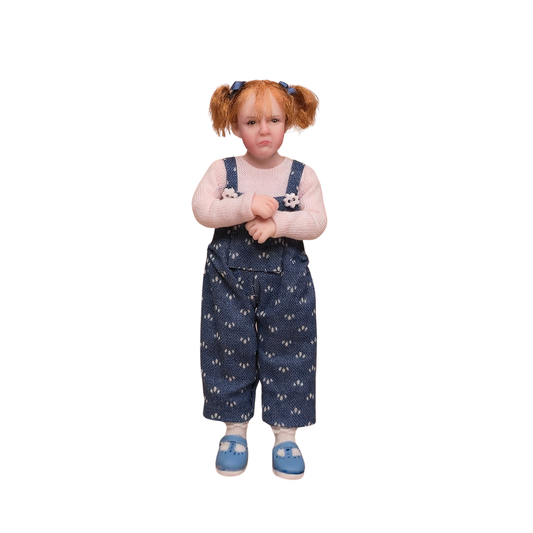 Julie Campbell Sad Pouting Little Girl Doll in Overalls 1:12 IGMA Artisan Sculpted