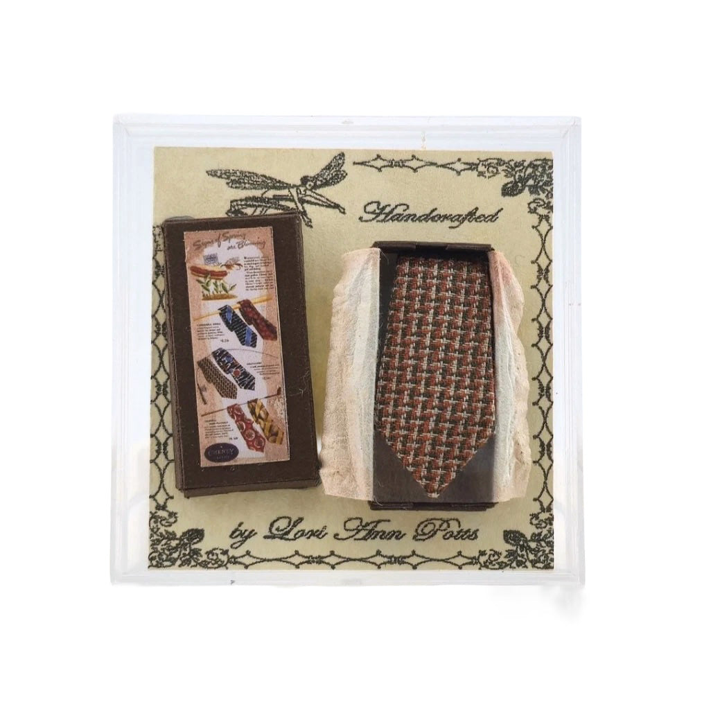 Lori Ann Potts Herringbone Gentleman’s Tie Gift Set Dollhouse Miniature
