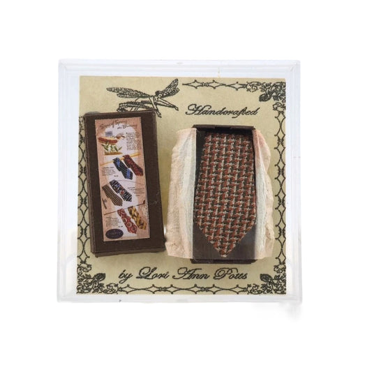 Lori Ann Potts Herringbone Gentleman’s Tie Gift Set Dollhouse Miniature