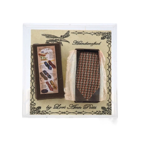 Lori Ann Potts Herringbone Gentleman’s Tie Gift Set Dollhouse Miniature