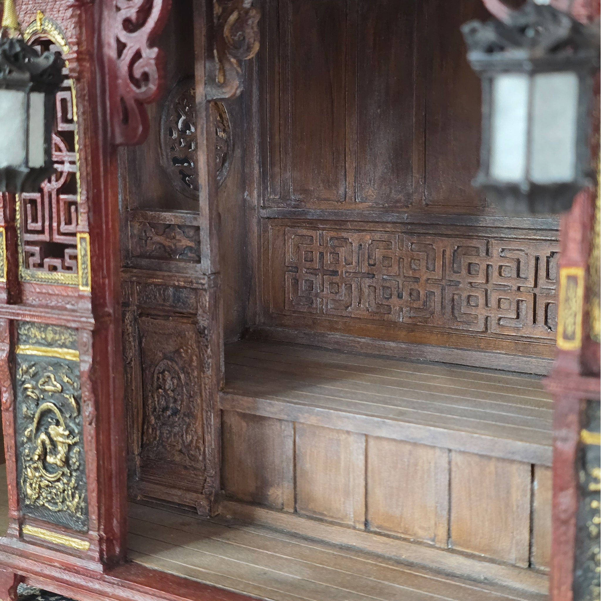 Rare Enclosed Chinese Opium Wedding Bed Marriage Alcove Bed with Lanterns by June Clinkscales 2019