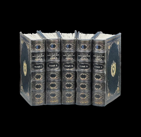 Hand-Crafted Japanese Artisan Five-Volume Voyage Pittoresque de la Grèce Book Set
