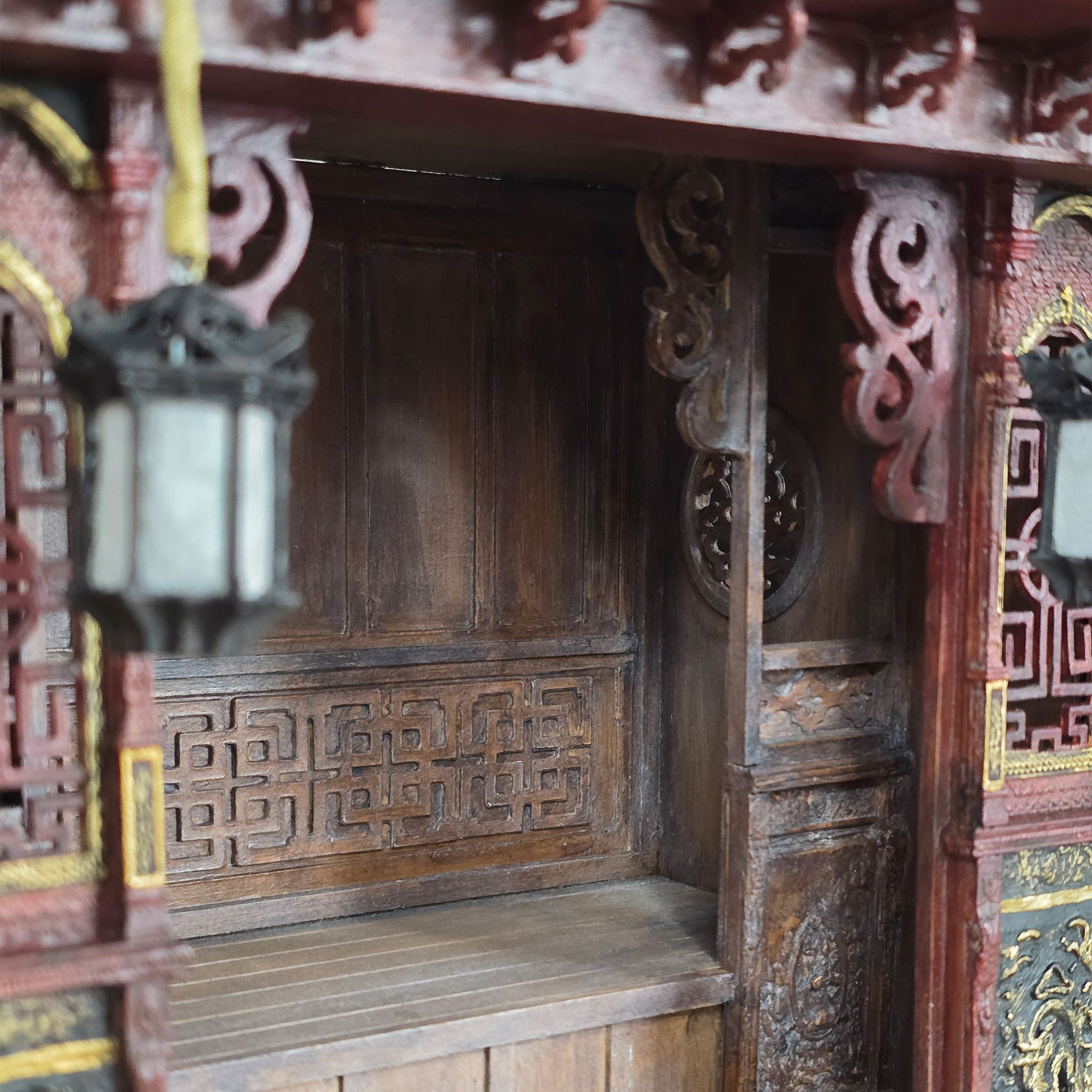 Rare Enclosed Chinese Opium Wedding Bed Marriage Alcove Bed with Lanterns by June Clinkscales 2019