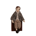 Load image into Gallery viewer, 1:12 Scale Little Boy Doll in Tweed Jacket by Marina Suzdaltseva Hand-Sculpted
