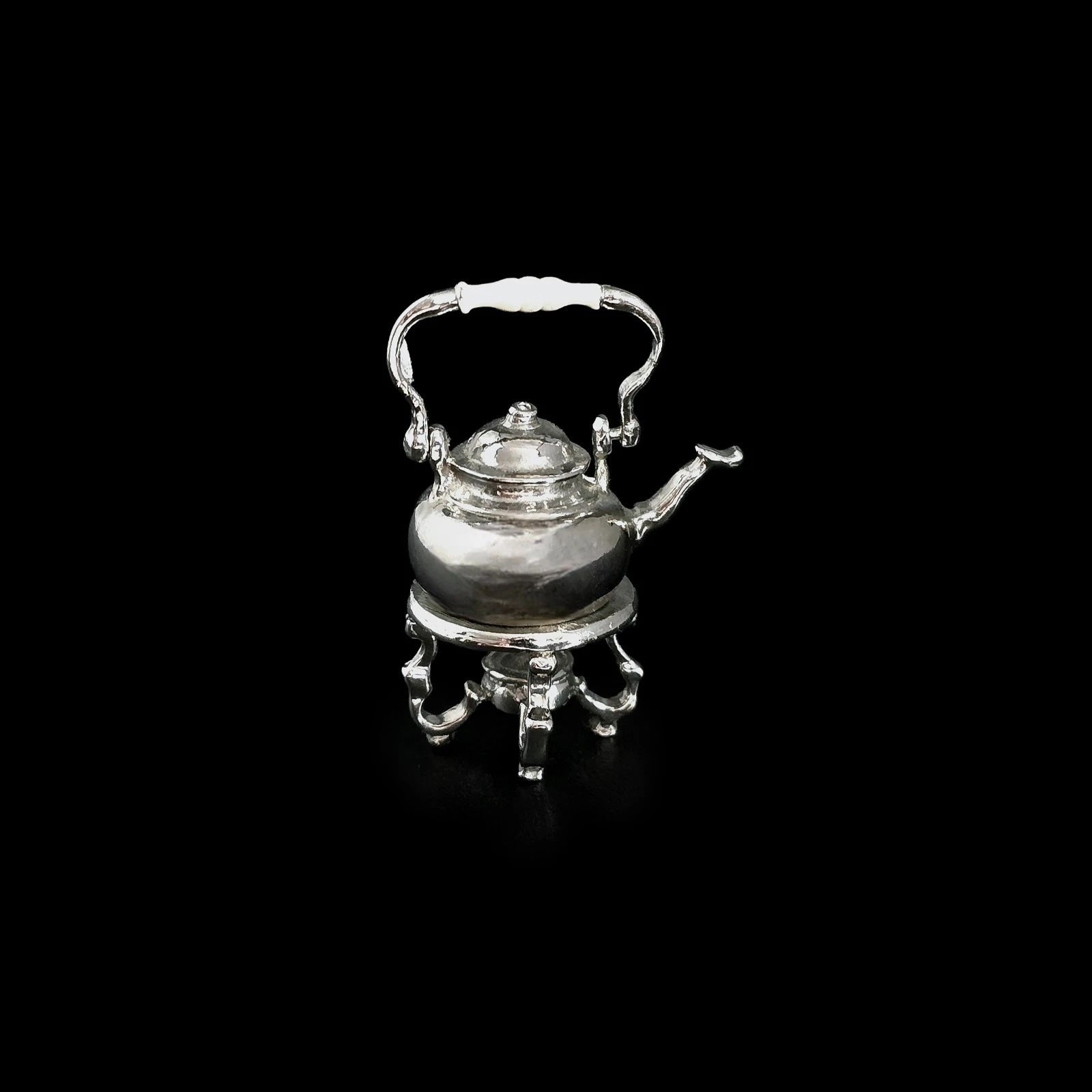Eugene Kupjack Sterling Silver Tea Kettle with Warmer Dollhouse Miniature
