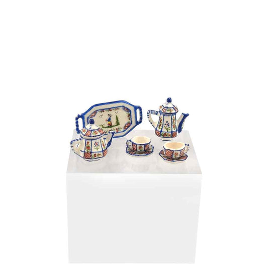 Janice Crawley French Quimper Tea & Coffee Service Dollhouse Miniature Set