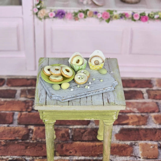 Artisan Easter Pastel Donut Baking Board Miniature Dollhouse 1:12