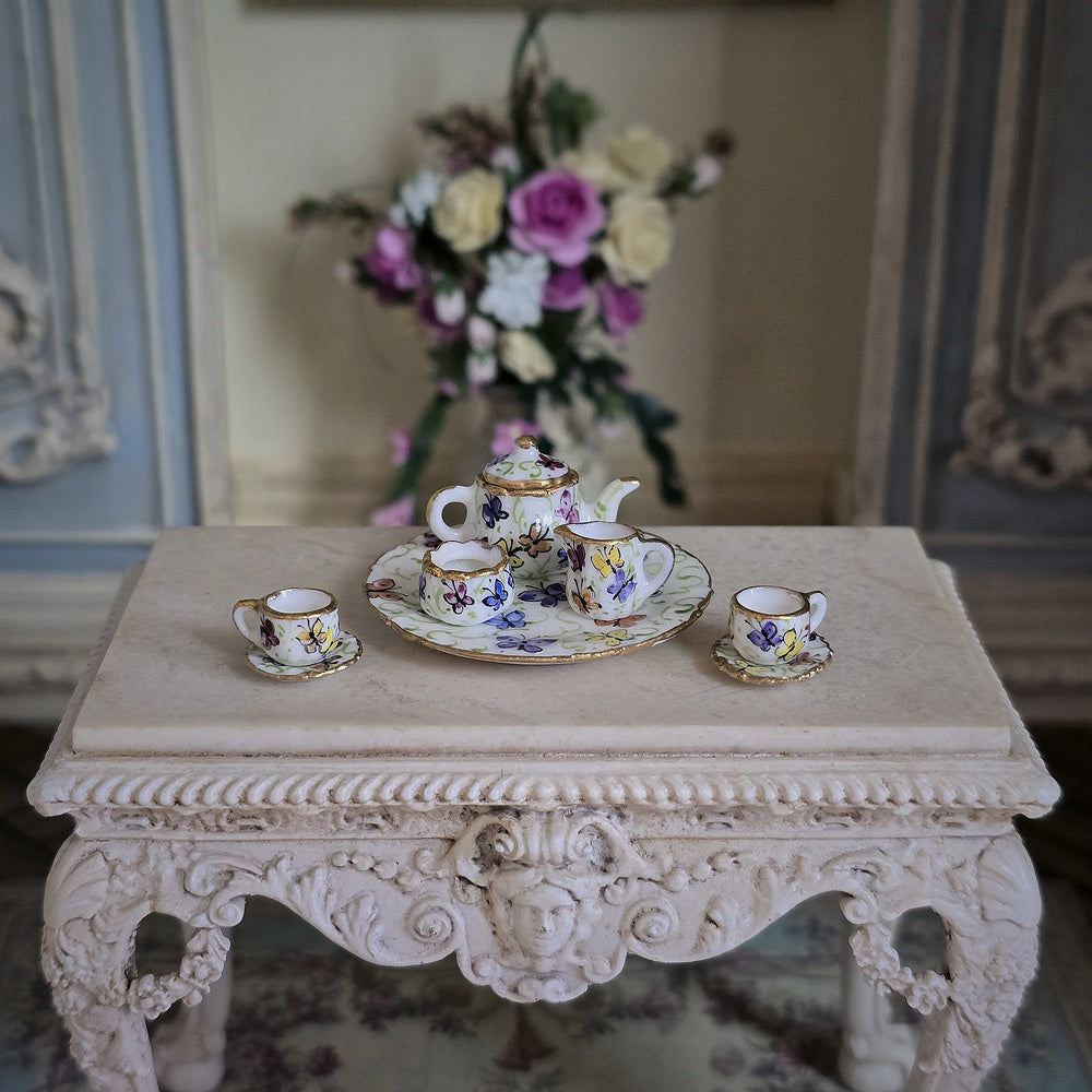 Beate Wickert OOAK Butterfly Garden Tea Service Dollhouse Miniature Set
