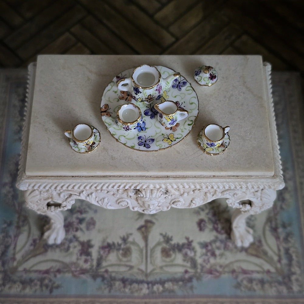 Beate Wickert OOAK Butterfly Garden Tea Service Dollhouse Miniature Set