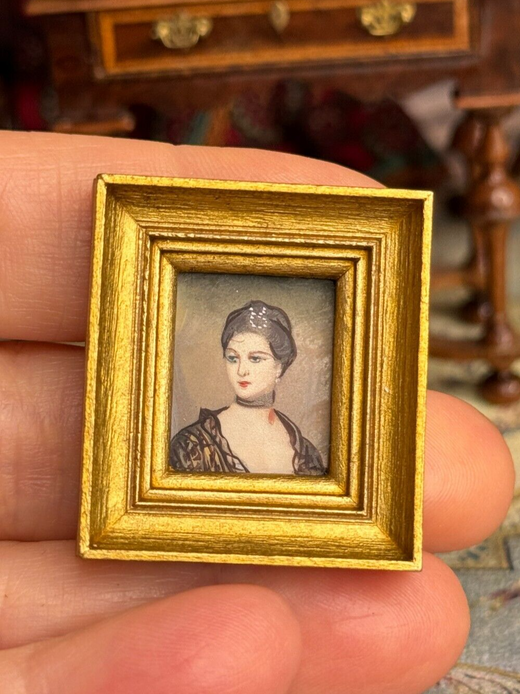 Framed Hand Painted Portrait After Thomas Gainsborough in hand