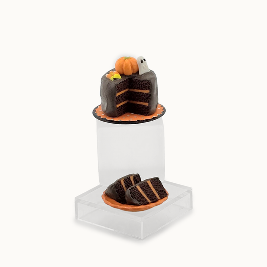 Halloween Ghost & Pumpkin Chocolate Cake OOAK Dessert & Extra Slice