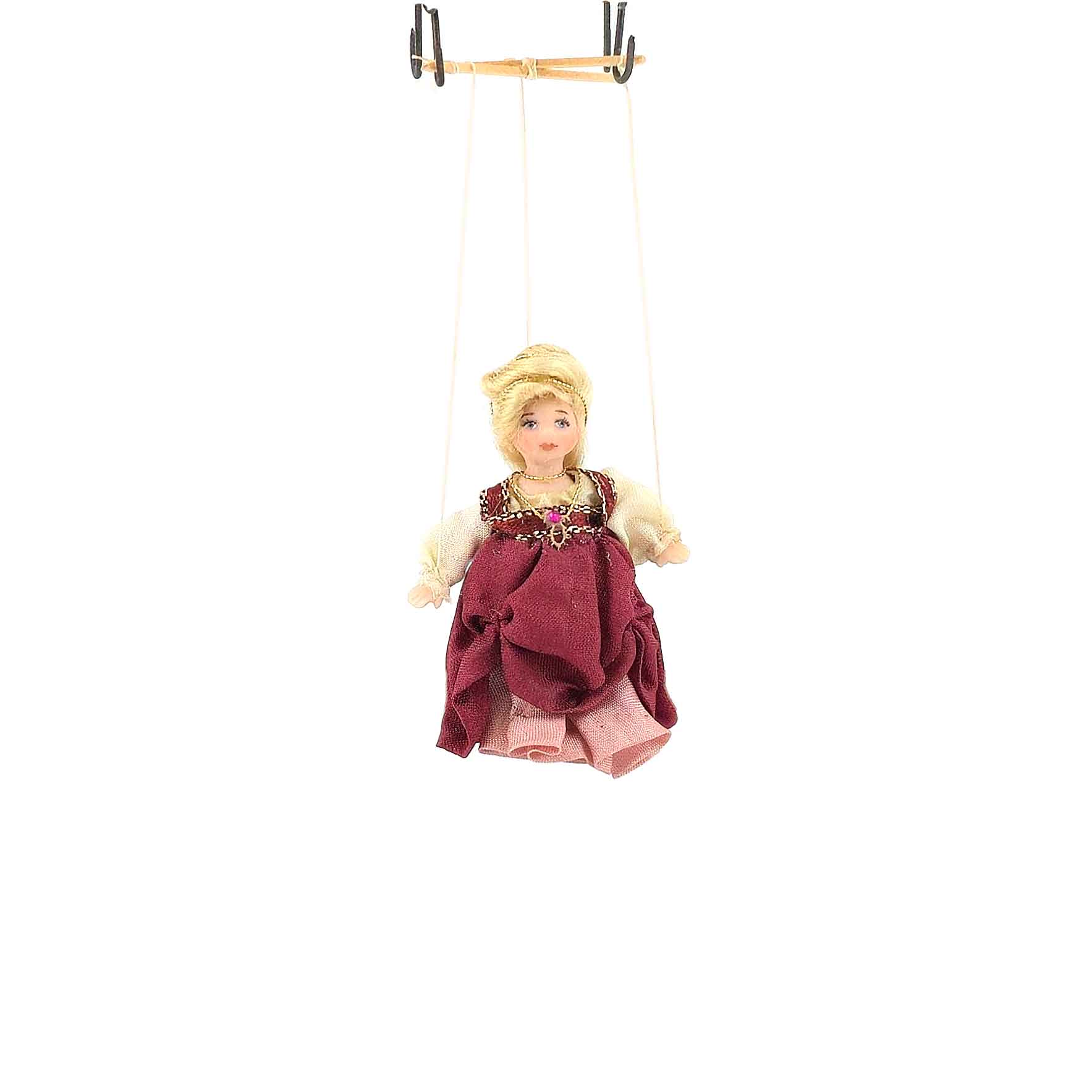 Young Noblewoman Marionette Puppet with Pink Gown by Loretta Kasza