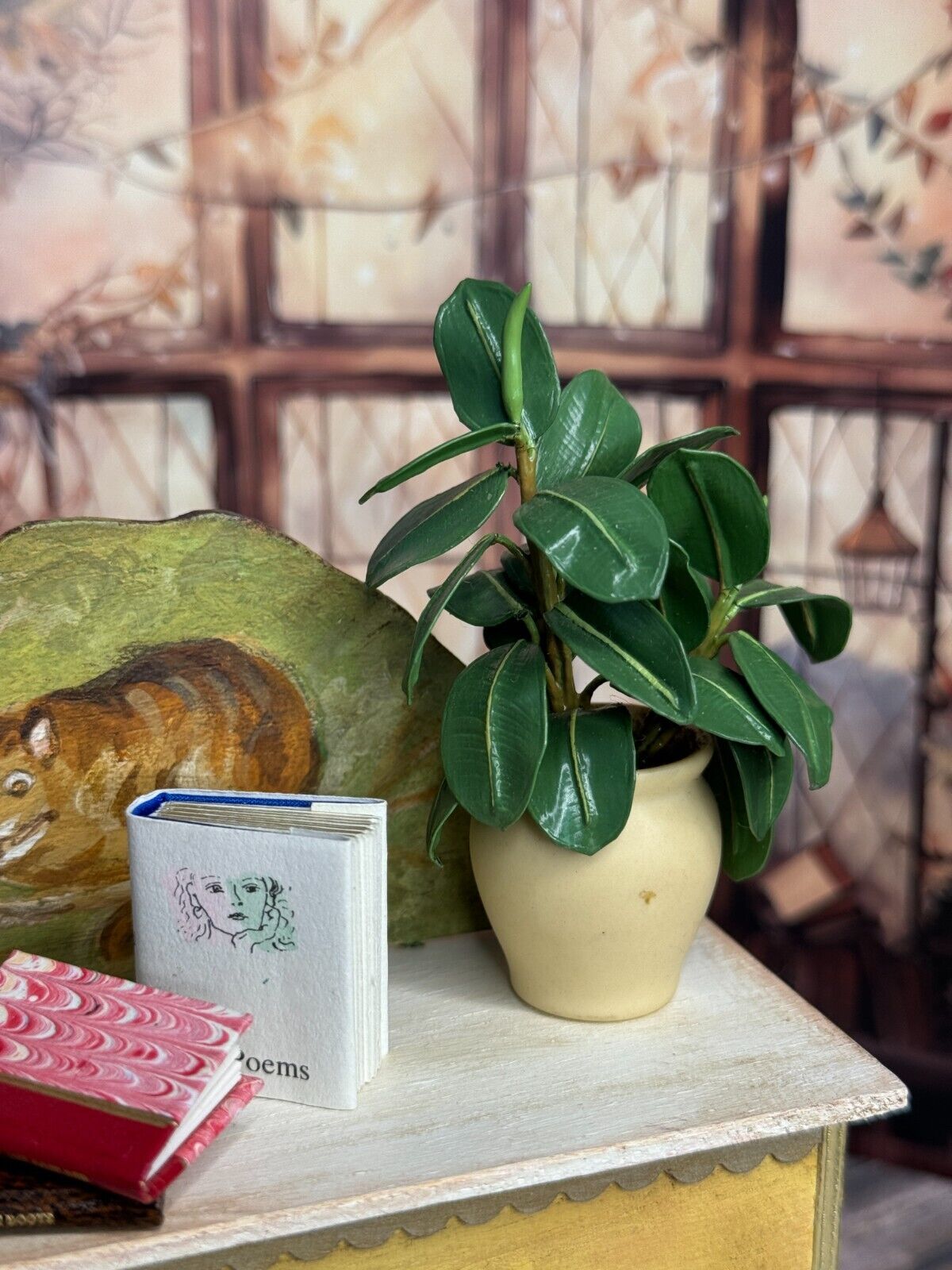 OOAK Artisan Signed Houseplant in Porcelain Planter