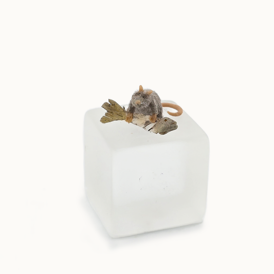 Miniature Rat with Fish OOAK Hand-Sculpted Clay Dollhouse Animal Figure
