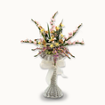 Load image into Gallery viewer, Pretty Pastel Gladiolus Arrangement in Victorian White Wicker Plant Stand
