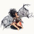 Load image into Gallery viewer, Dark Angel Fairy Doll OOAK Hand-Sculpted Clay Display Figure (6" Tall, Seated)
