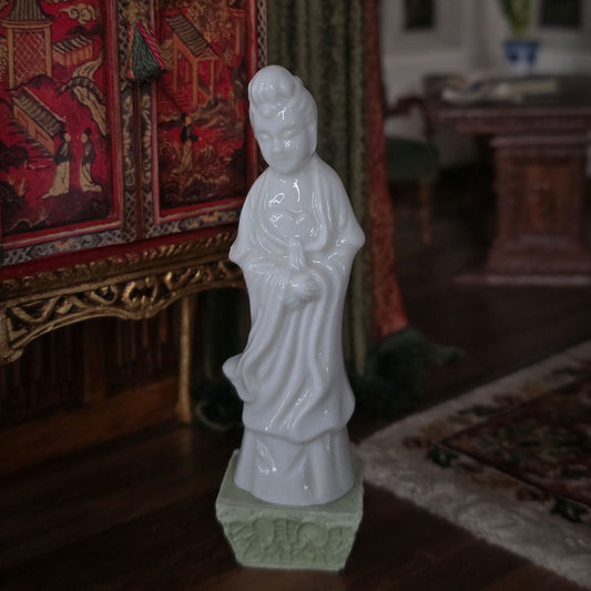 Porcelain Guan Yin Goddess of Compassion Statue Asian Zen Garden Home Decor