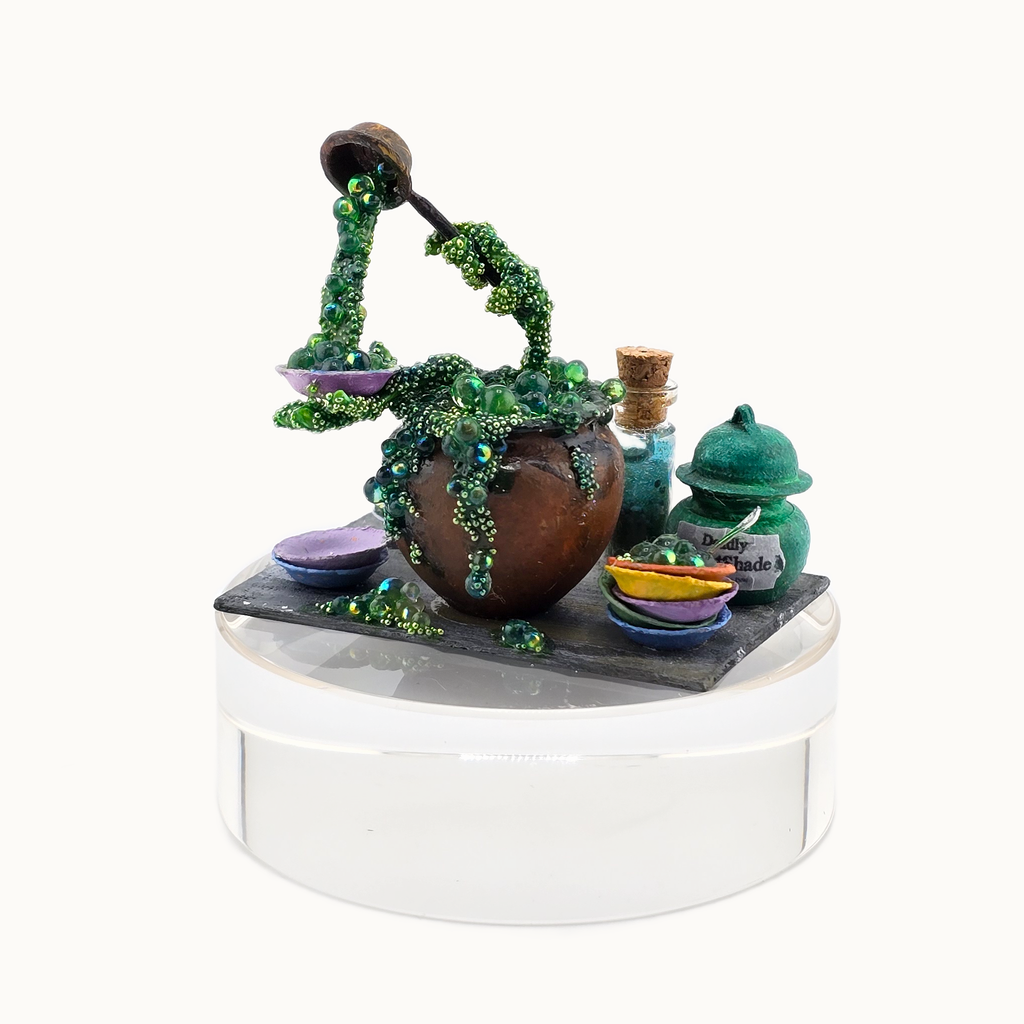 Magical Potion in Cauldron by Patricia Paul Hand Sculpted OOAK Whimsical Halloween Miniature (2015)