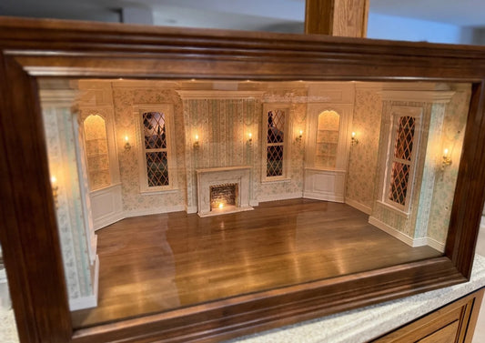 RARE Finished Custom Roger Gutheil c1984 Mahogany Living Room 1:12 Roombox OOAK
