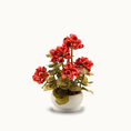 Load image into Gallery viewer, Potted Orange Geranium Plant Seashell Floral Arrangement Artisan Signed
