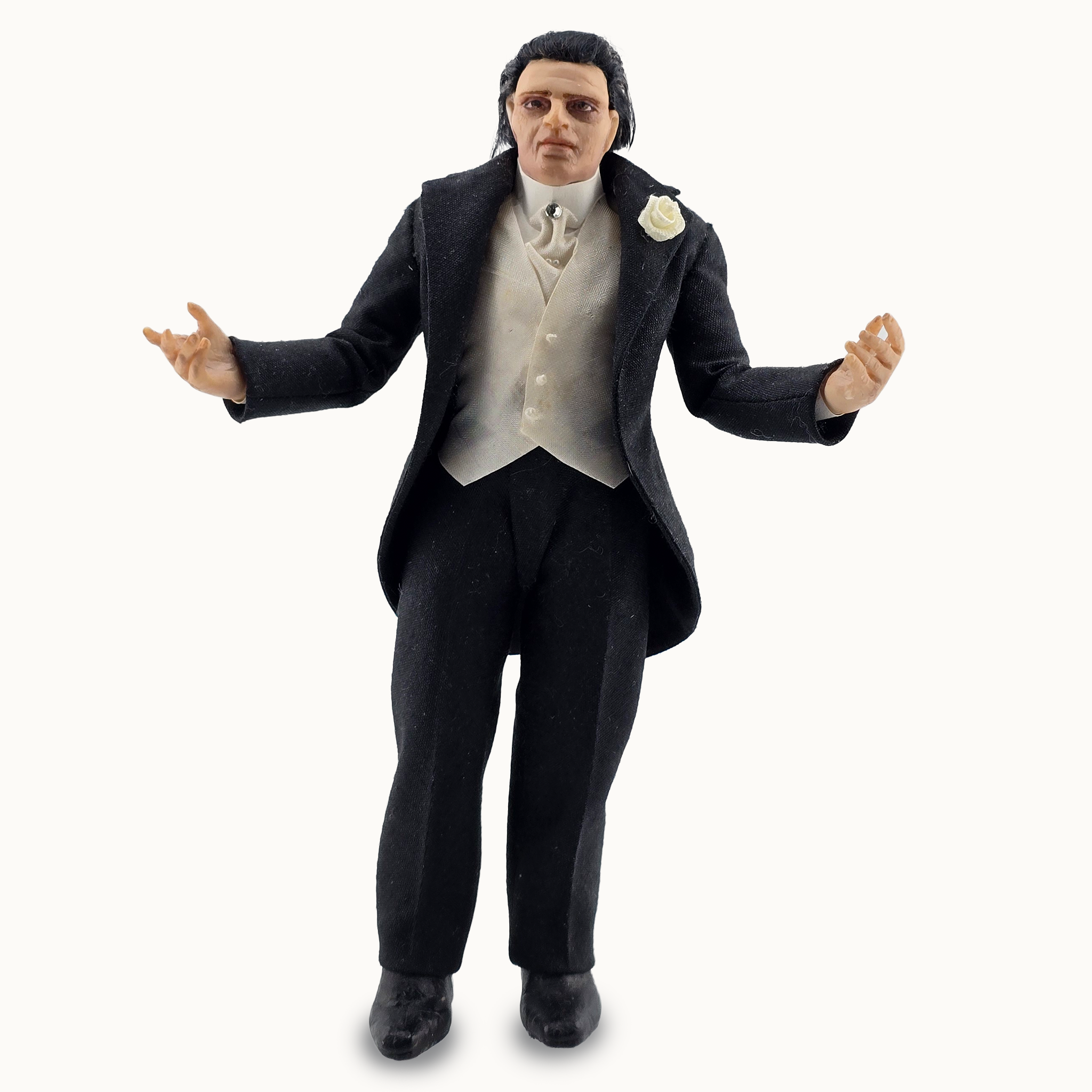 Gothic Gentleman Doll OOAK Hand-Sculpted Haunted Miniature with Posable Arms Halloween
