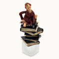 Load image into Gallery viewer, 1:24 Scale Older Beggar Woman Clay Figure OOAK Handmade Miniature on Stack of Books
