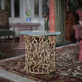Load image into Gallery viewer, Gold Gilt Metal Jason Getzan Branch Accent Table Round Glass Top Modern Side Table
