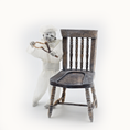 Load image into Gallery viewer, Edwardian Boy Ghost Doll OOAK Haunted Miniature Child with Slingshot & Chair by Pat Benedict
