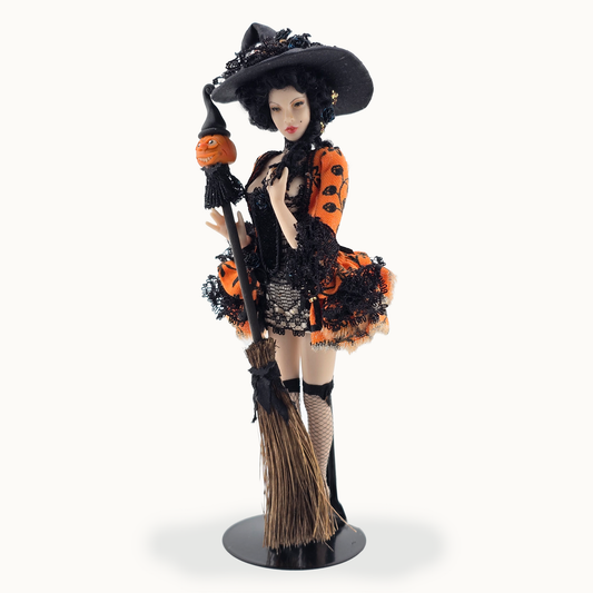 Halloween Witch One-of-a-Kind Porcelain Doll by Dana Burton for Magpie Miniatures