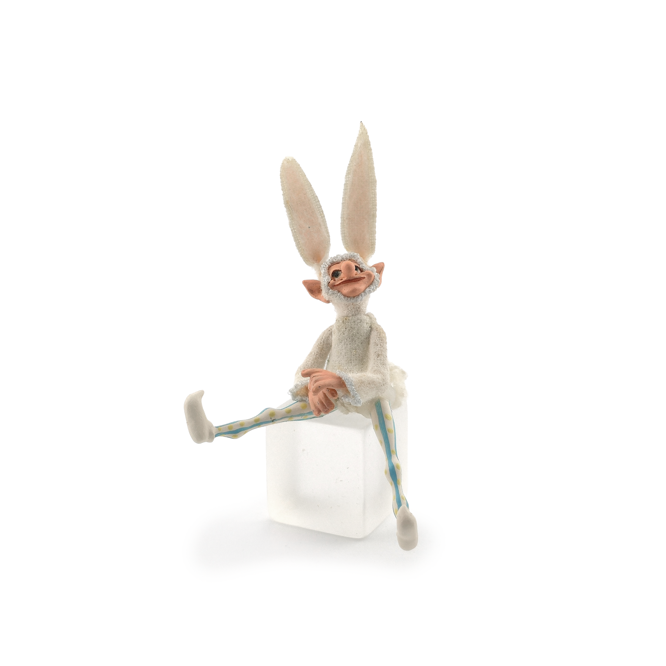 Cynthia Baron Vintage Seated Easter Elf Boy Doll with Bunny Ears
