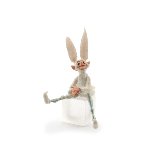 Cynthia Baron Vintage Seated Easter Elf Boy Doll with Bunny Ears