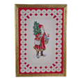 Load image into Gallery viewer, Framed miniature embroidered Victorian Santa Claus, on white background. 
