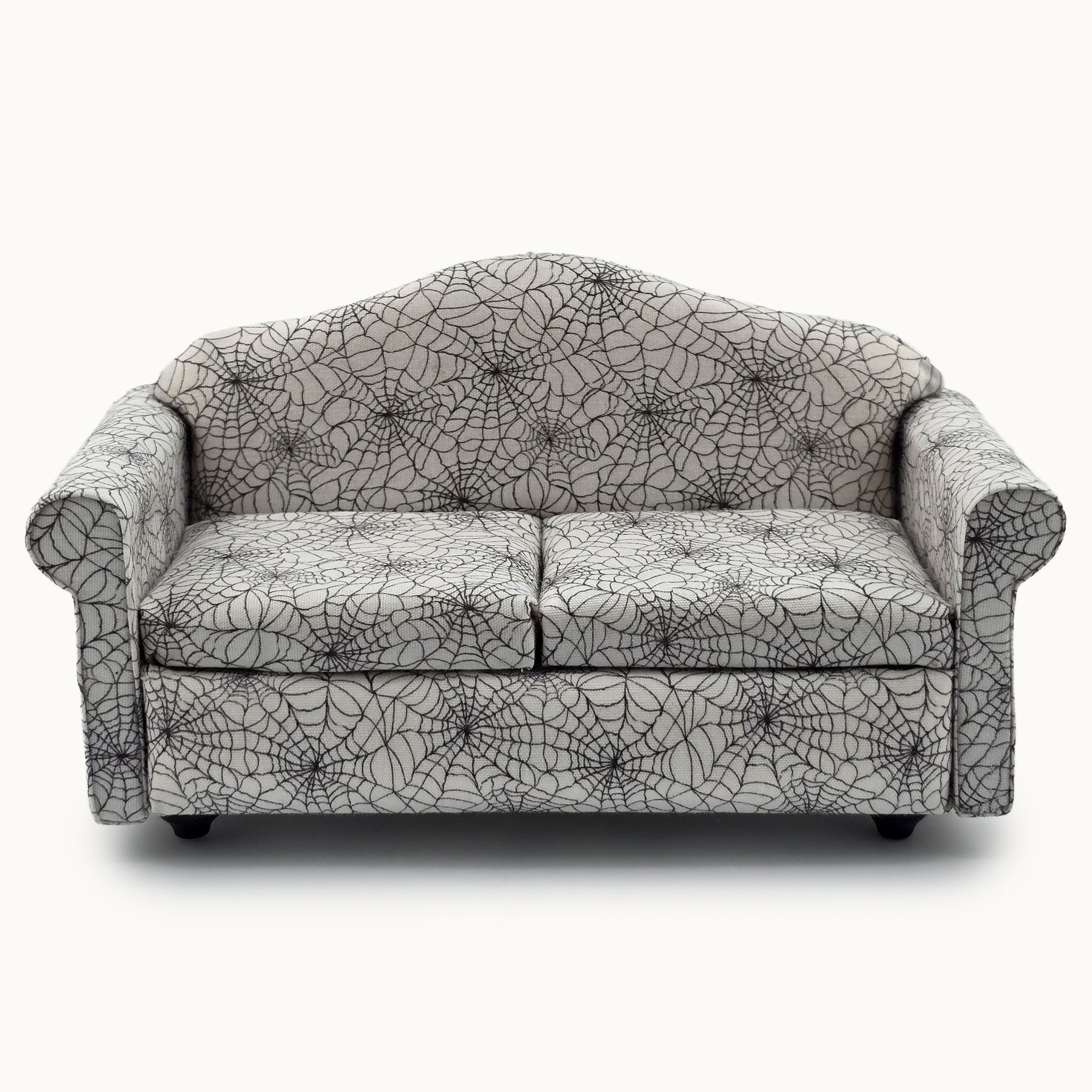 Gothic Spooky Halloween Spiderweb Sofa OOAK Artisan Upholstered Dollhouse Furniture