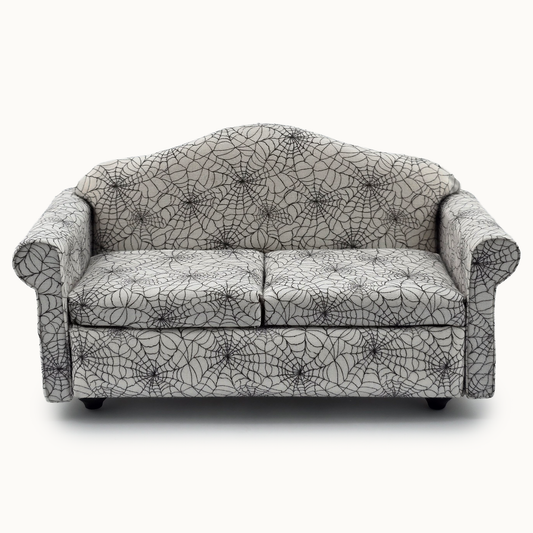 Gothic Spooky Halloween Spiderweb Sofa OOAK Artisan Upholstered Dollhouse Furniture