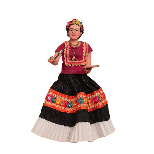 OOAK Frida Kahlo Artist Doll  & Painting Accessories by Carolina Vilar of Spain