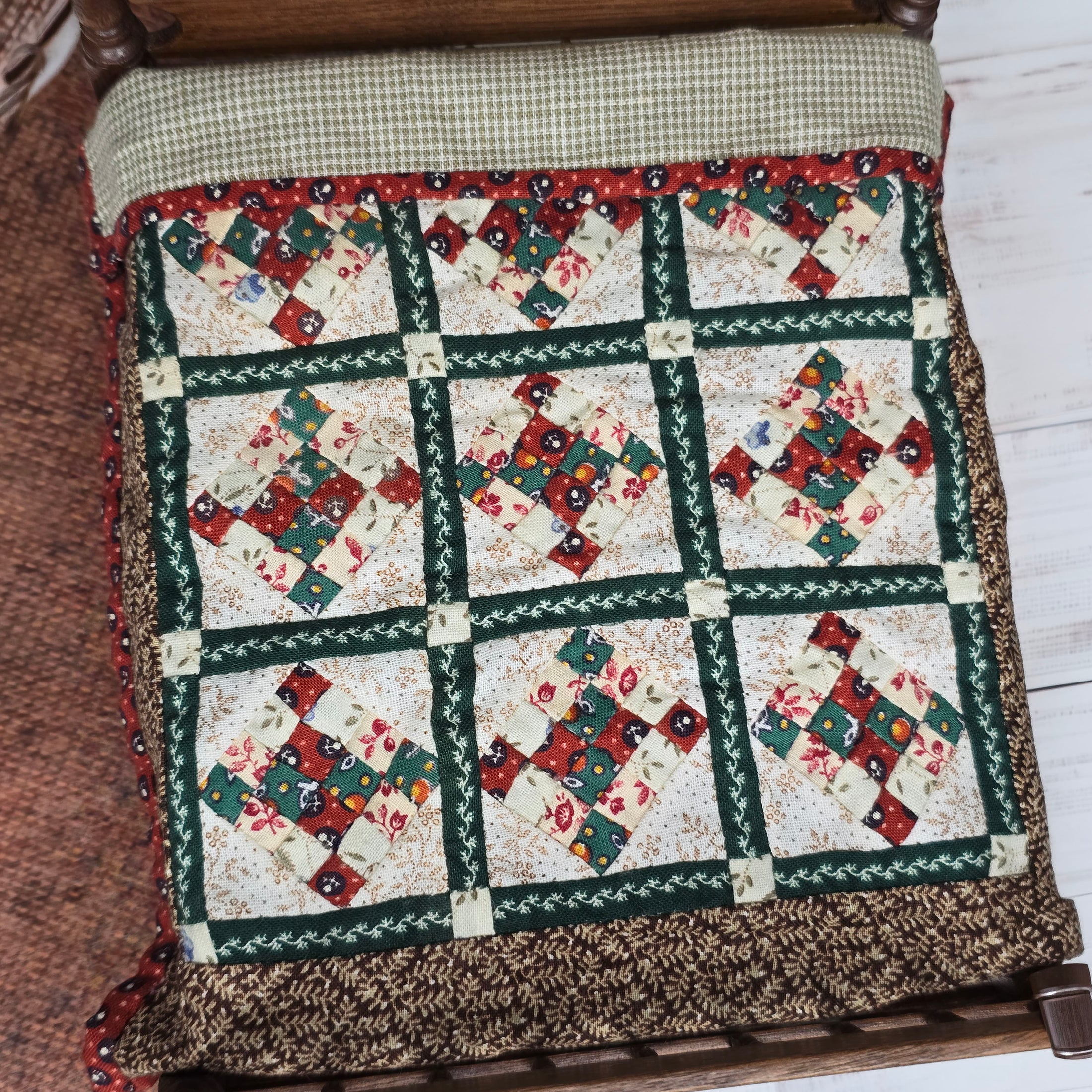 One-of-a-Kind Hand Quilted Patchwork Bedspread Set with Pillows 1:12 Scale