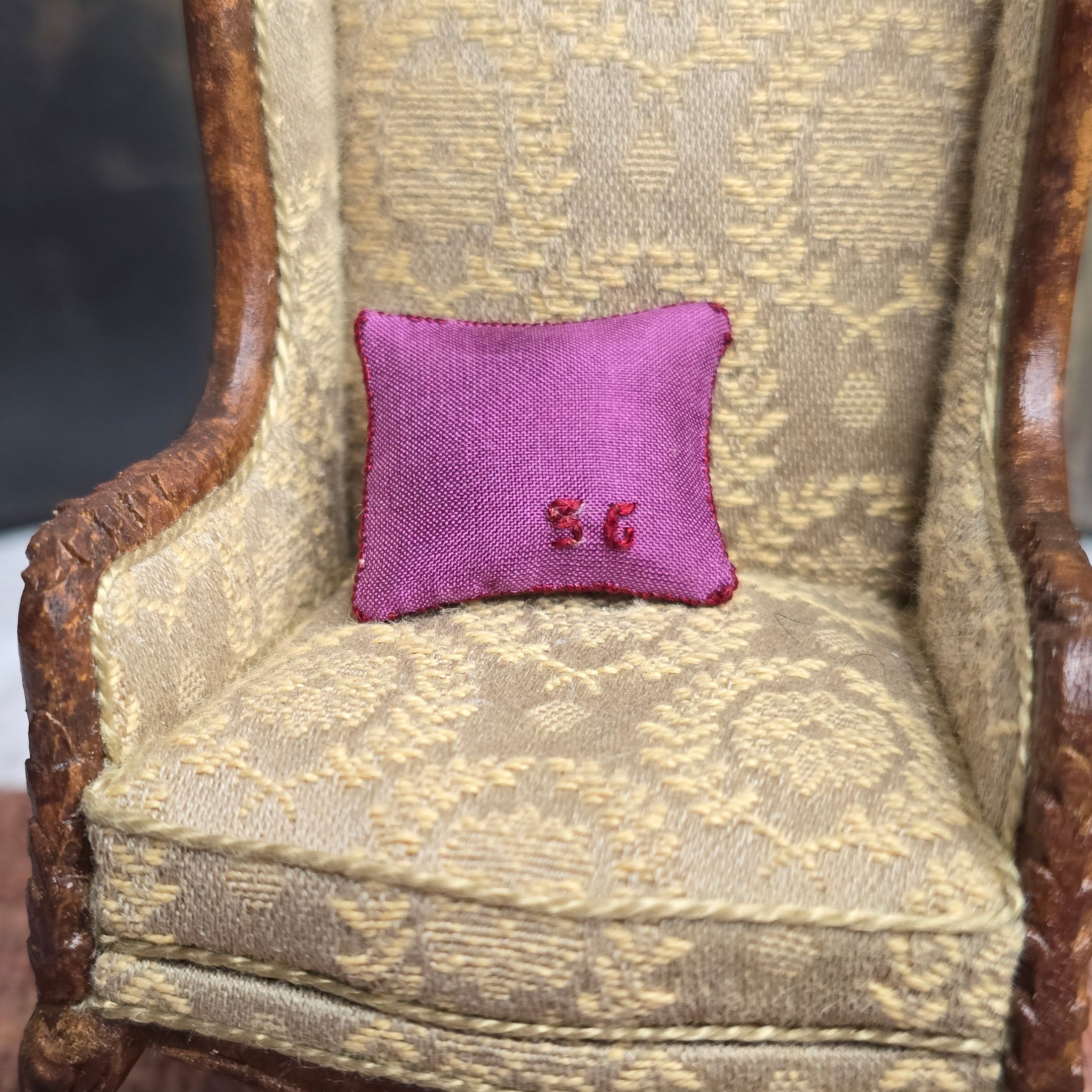 Sharon Garmize Floral Square Micro Petit-Point Pillow with Silk Back