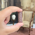 Load image into Gallery viewer, Sharon Garmize Micro Petit-Point Bolster Pillow in Pink & Dove Gray
