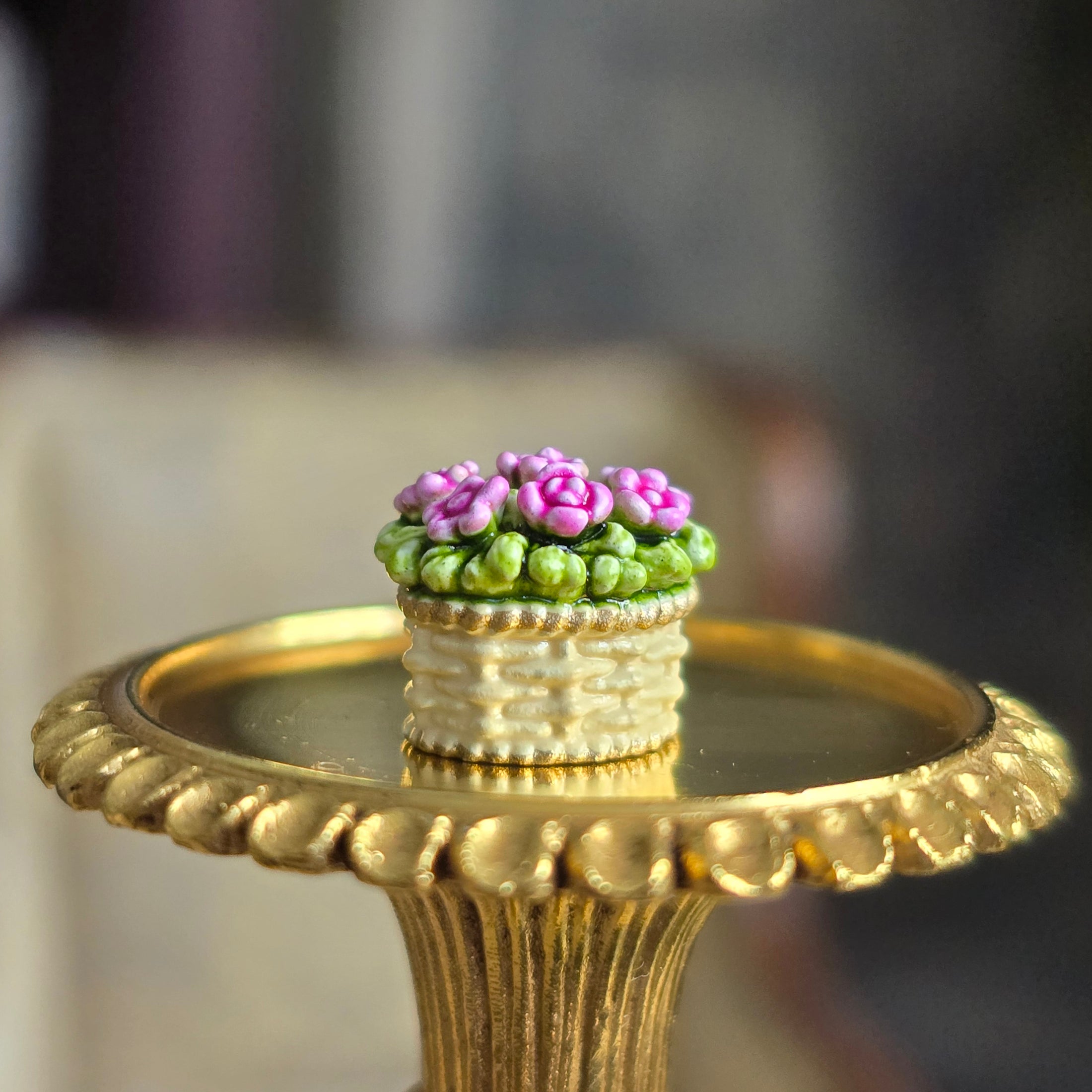Randall Zadar Summer’s Bouquet Bronze Micro Flower Basket Figurine 1998