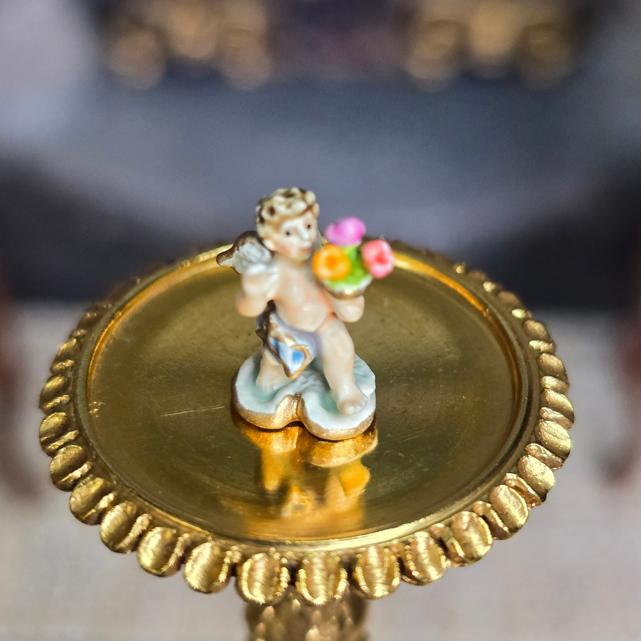 Randall Zadar 'Cupid with Flowers' Micro Bronze Figurine Retired 2015