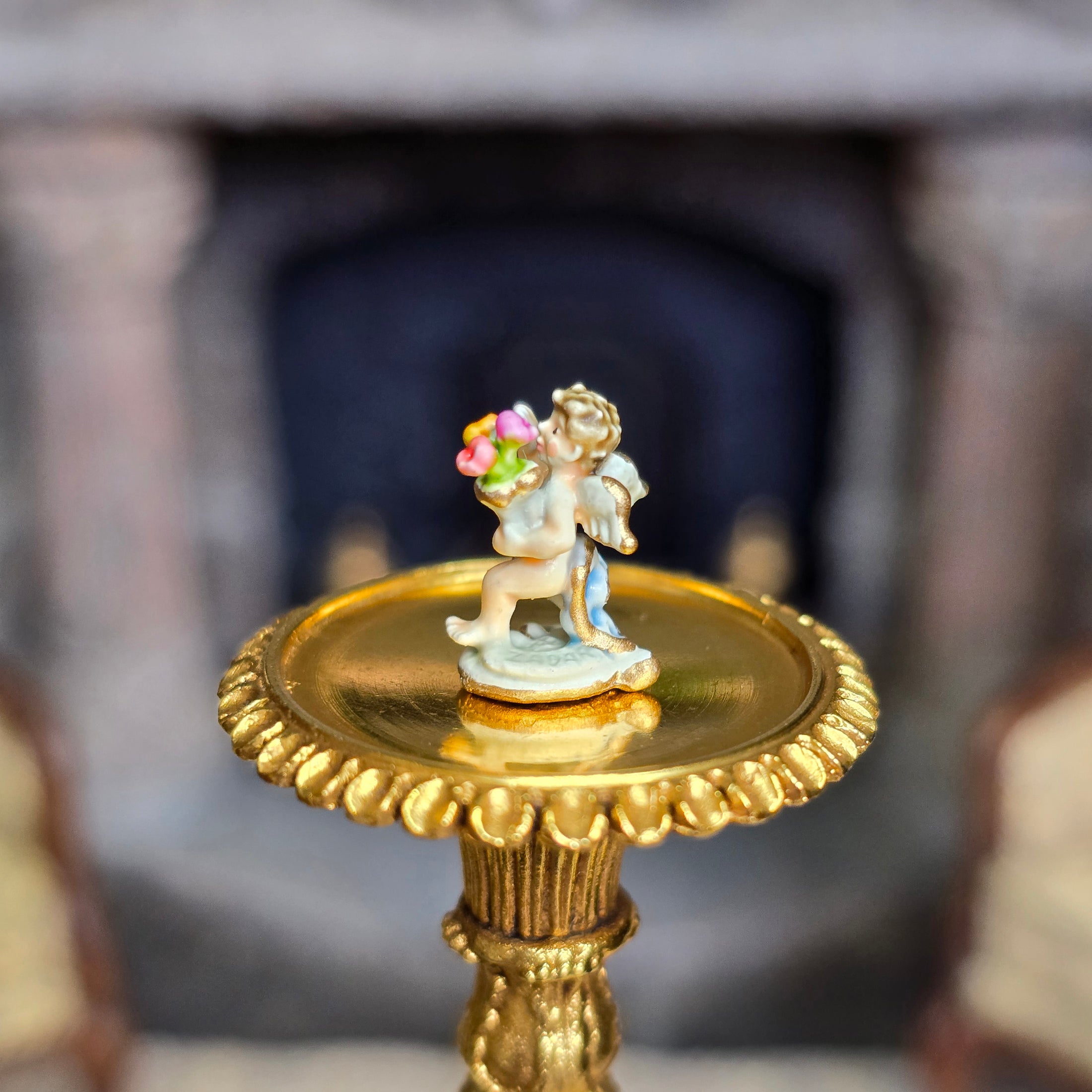 Randall Zadar 'Cupid with Flowers' Micro Bronze Figurine Retired 2015