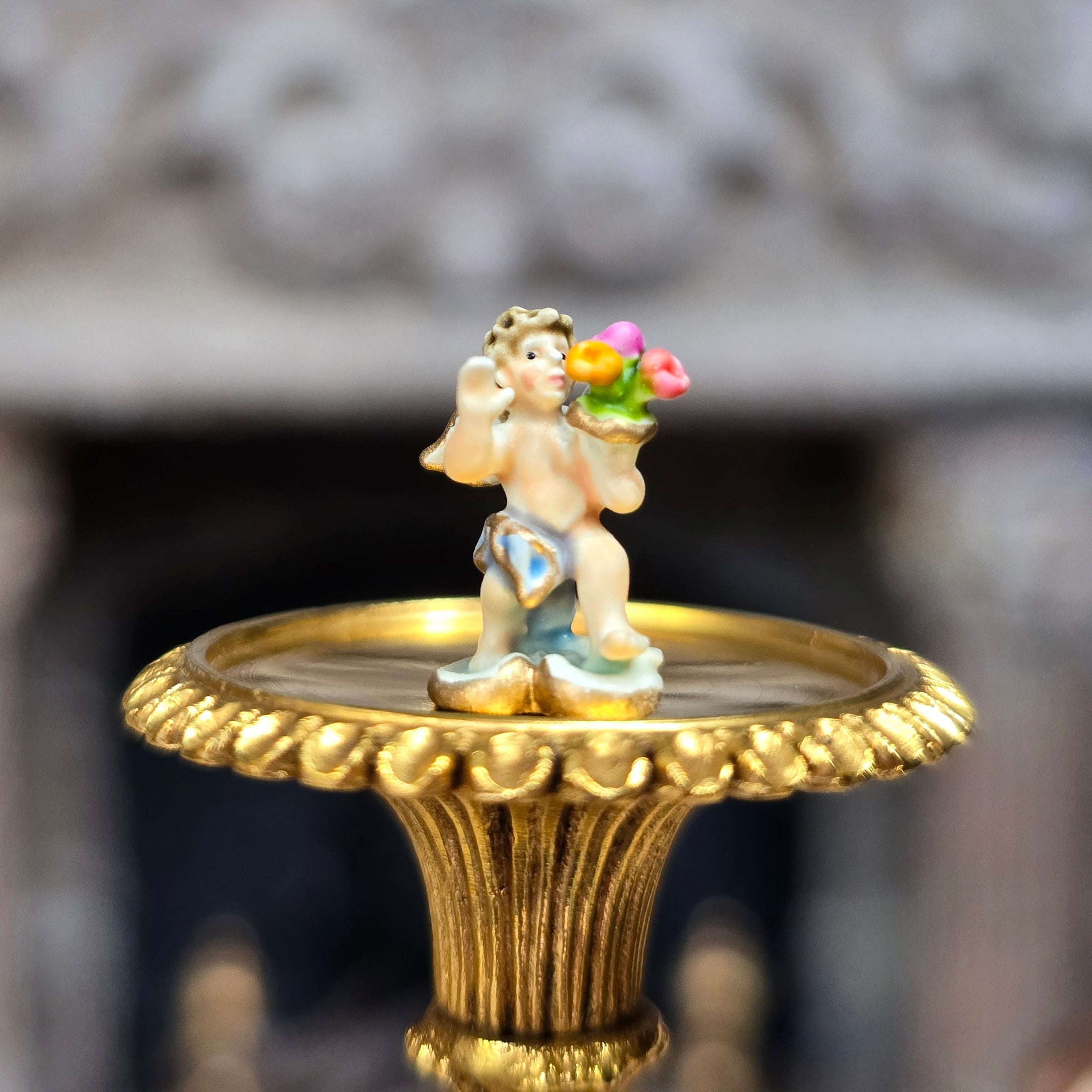Randall Zadar 'Cupid with Flowers' Micro Bronze Figurine Retired 2015