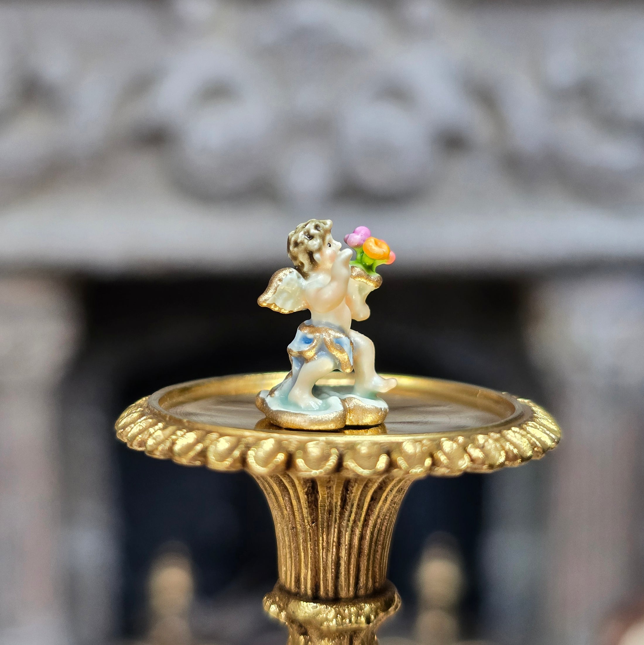 Randall Zadar 'Cupid with Flowers' Micro Bronze Figurine Retired 2015