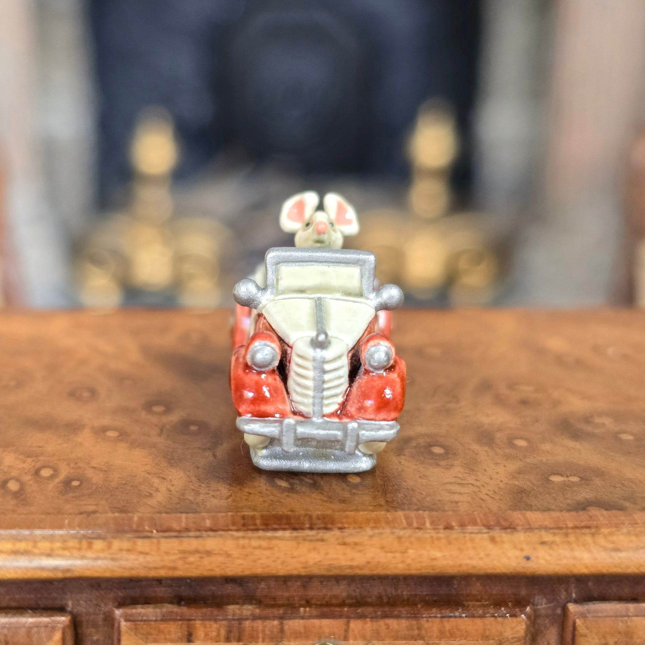 Randall Zadar Cool Little Cars #3 Mouse Car Bronze Figurine Retired 2006 Red & White