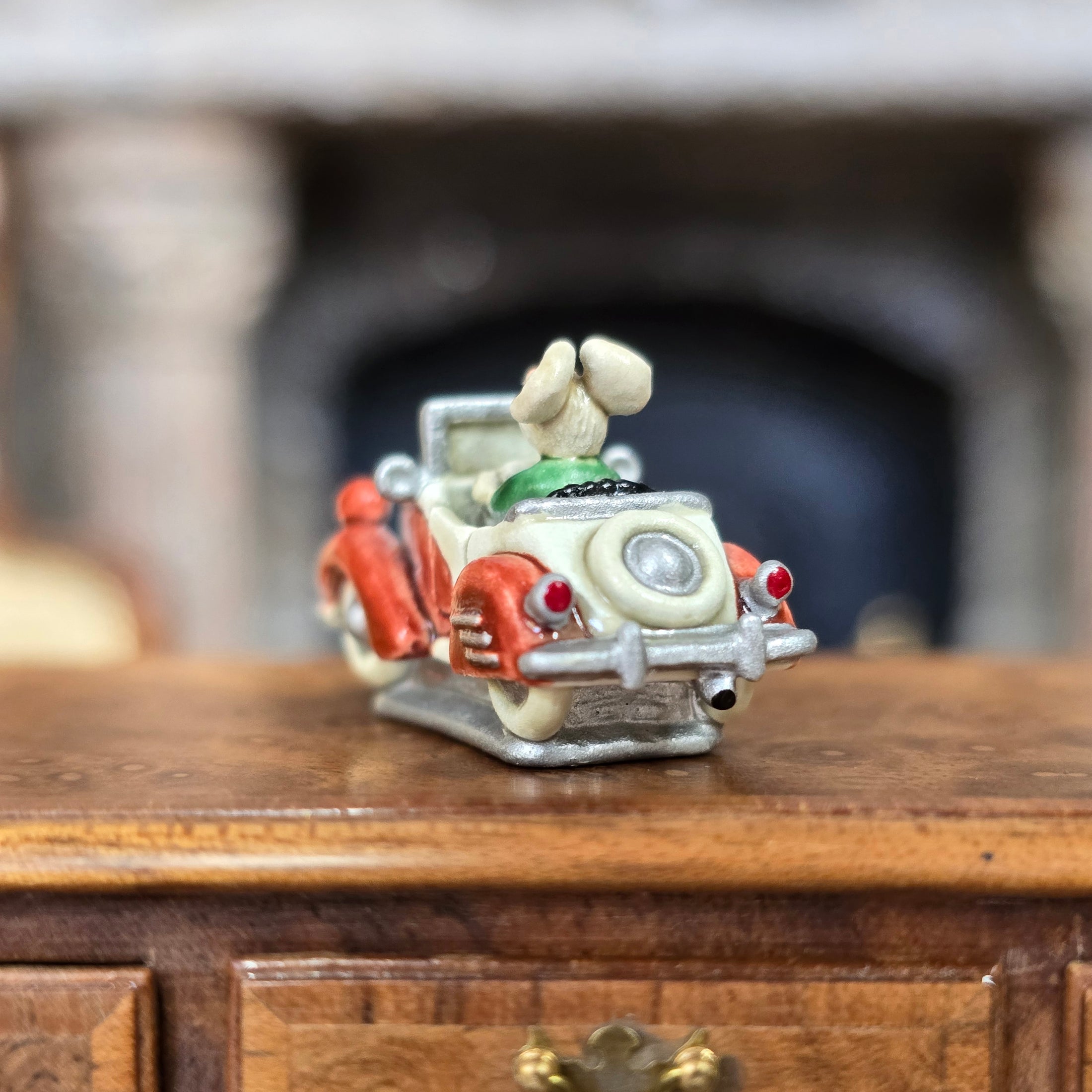 Randall Zadar Cool Little Cars #3 Mouse Car Bronze Figurine Retired 2006 Red & White
