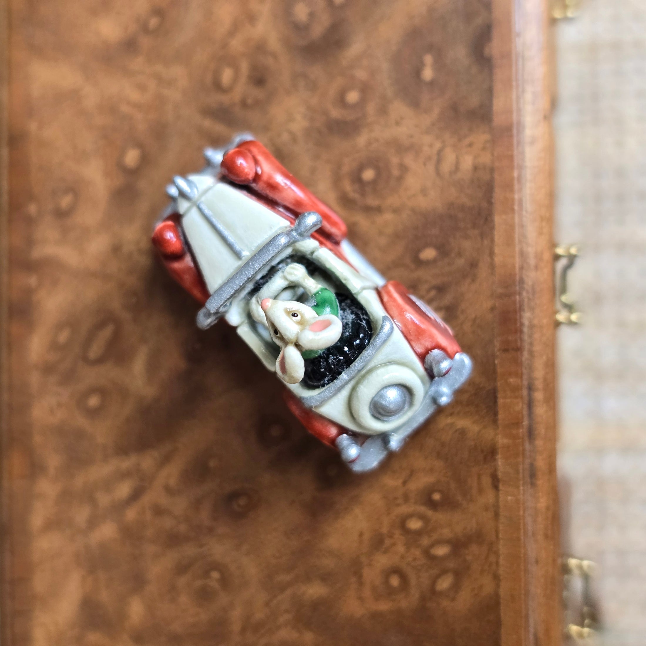 Randall Zadar Cool Little Cars #3 Mouse Car Bronze Figurine Retired 2006 Red & White